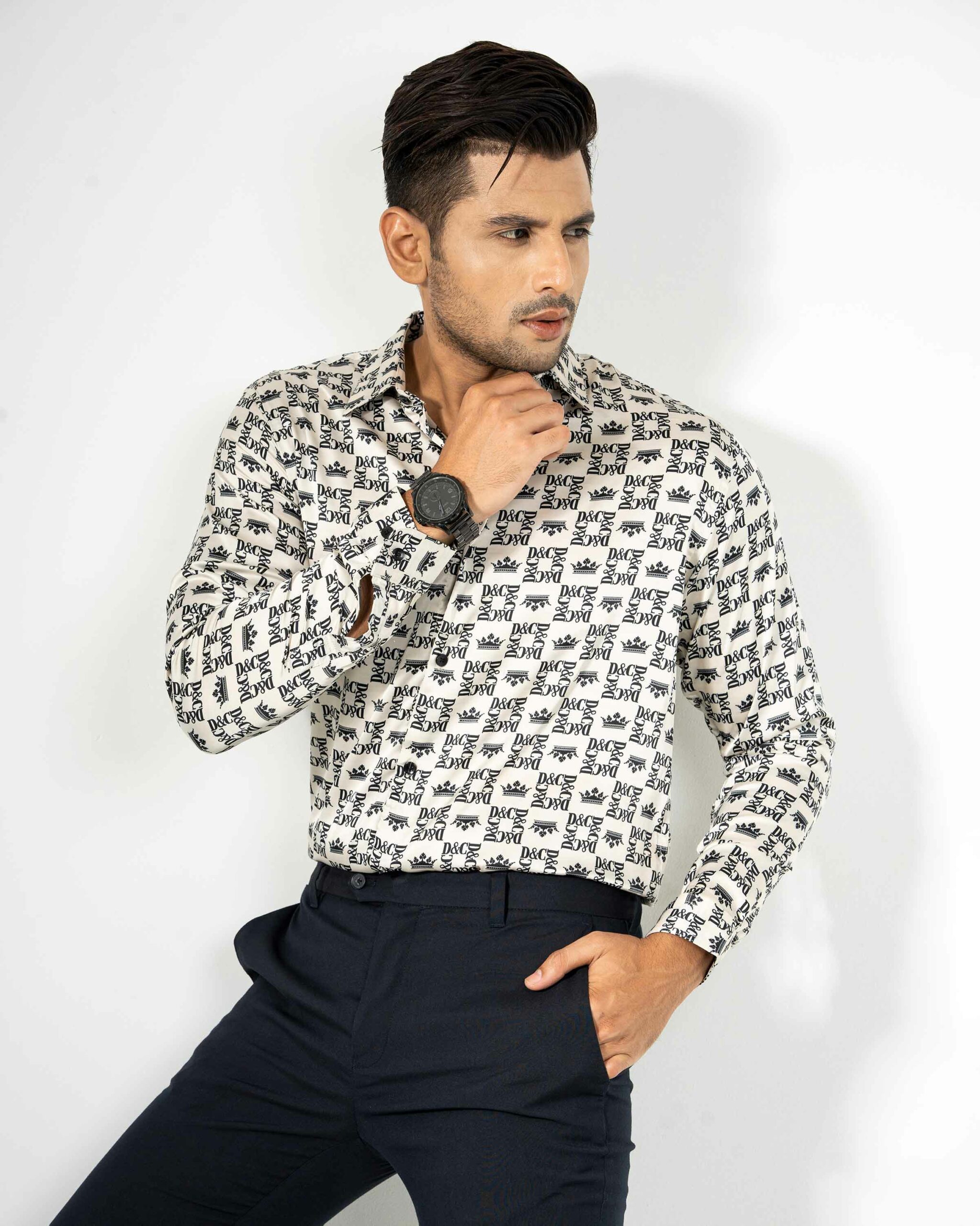 White printed party shirt