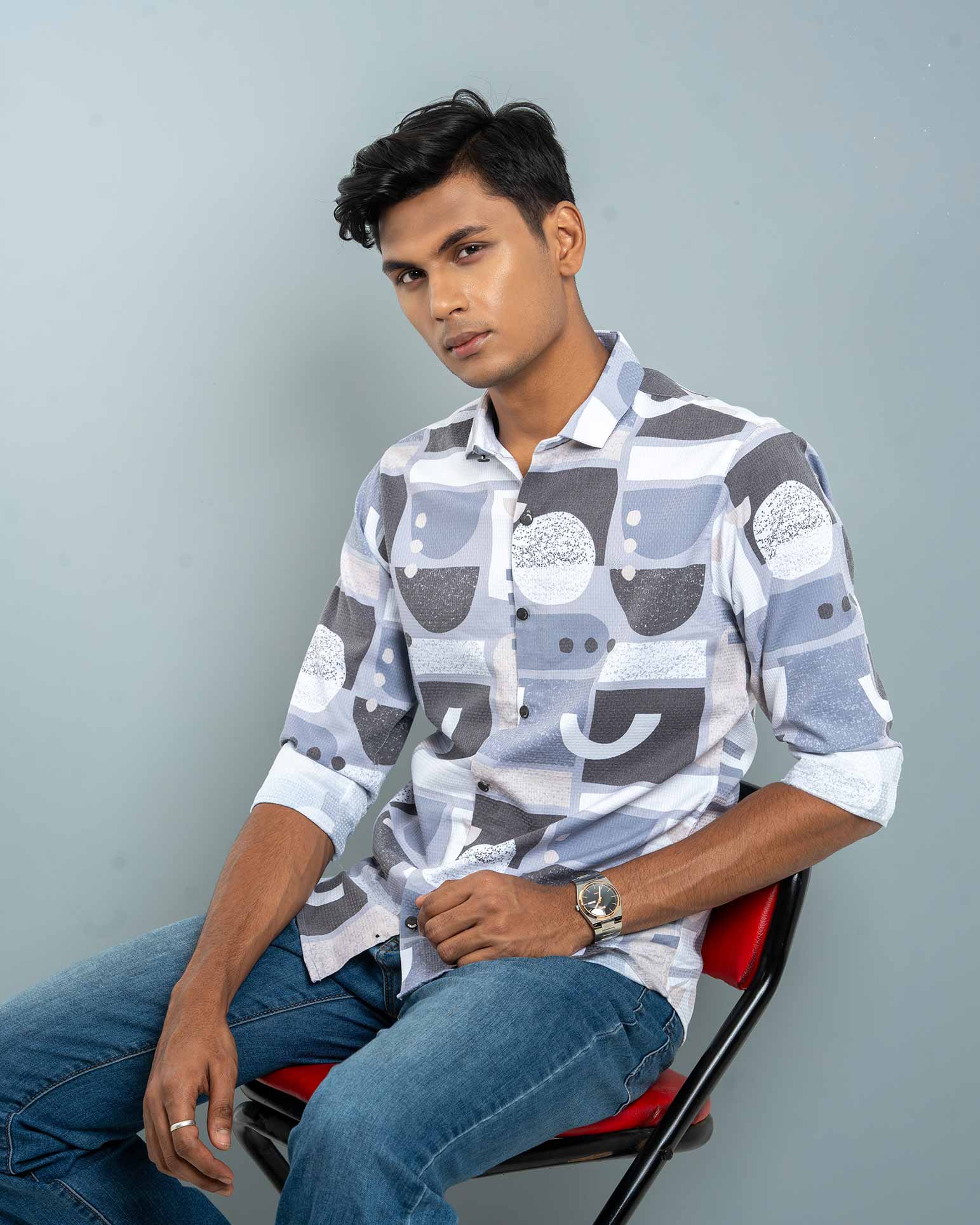 Imported White Printed Shirt for Men