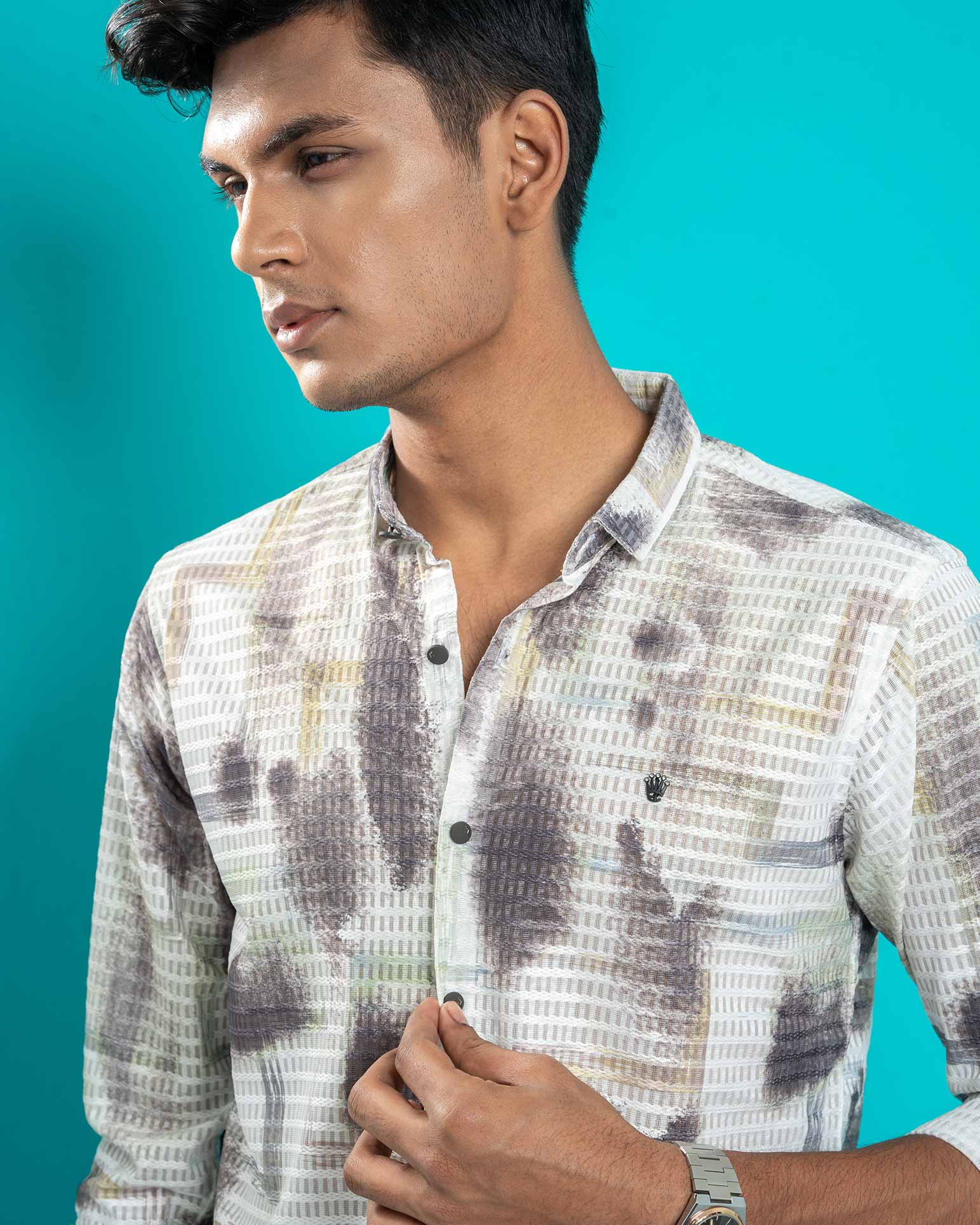 Imported Men's Green Printed Casual Shirt