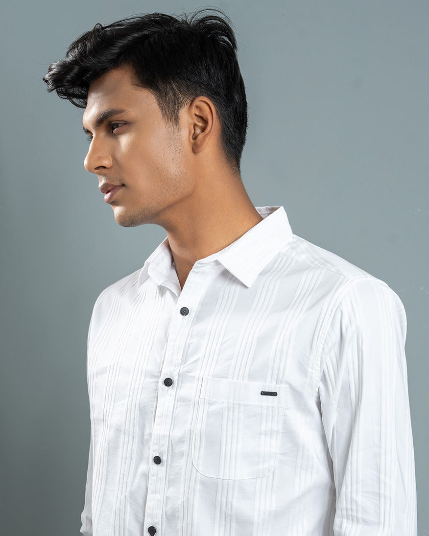 Imported Men's White Full Sleeve Casual Shirt