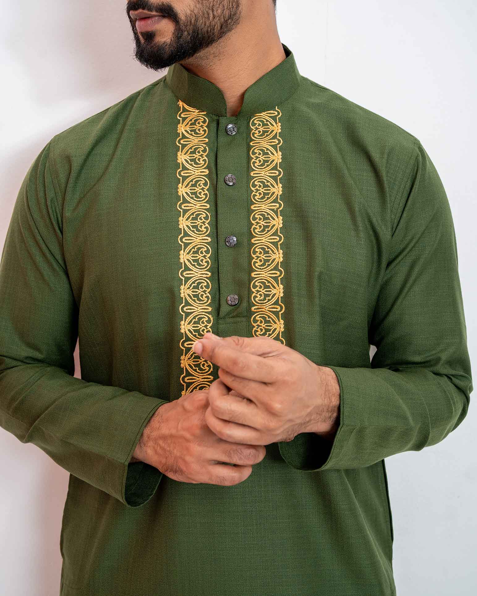 Men's Premium Embroidery Cotton Panjabi